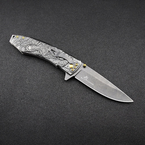 Machine Carved Folding Knife