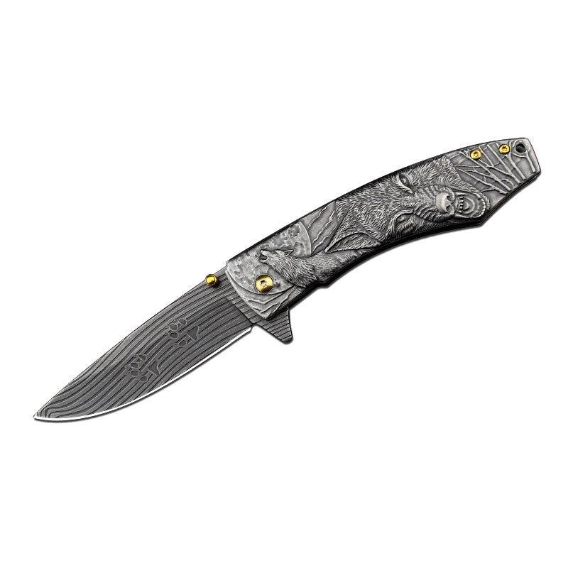 Machine Carved Folding Knife